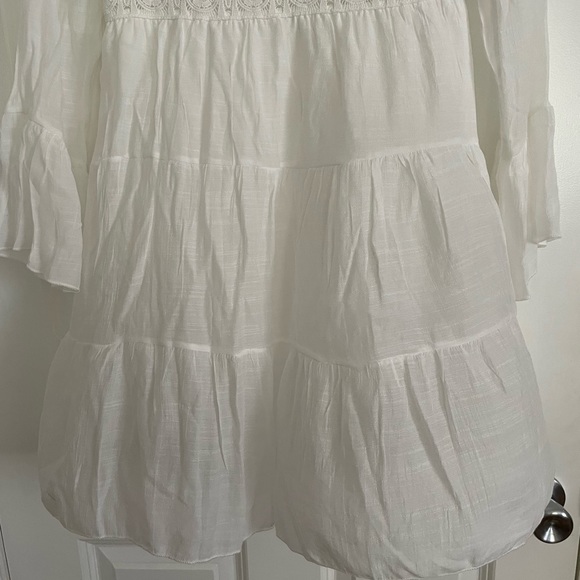 New White Embroidered Peasant Beach Summer Dress Size Small - Picture 3 of 8